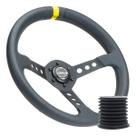 Volante Esportivo Lowv Colt Couro Tarja Amarela 9 Furos Diâmetro 340mm 72mm Profundidade
