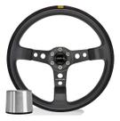 Volante Esportivo Lowv GRS5 Sniper Suede Preto Tarja Amarela Com Cubo Adaptador