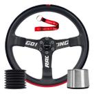 Volante Esportivo Lowv Sniper Suede Tarja Base Vermelha GRC S313 Com Cubo Adaptador
