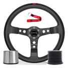 Volante Esportivo Lowv Sniper Suede Tarja Vermelha GRS3 6 Furos Com Cubo Adaptador