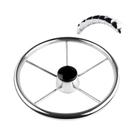 Volante inoxidável com botão, acessórios para barcos marinhos, 13-1/2", 5 raios