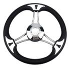 Volante Náutico 3 Raios Inox 350mm Grip Preto Barco Lancha