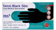 Volk do Brasil Luva Nitrílica Descartável Sensi Black Slim Tamanho 7P sem Amido 100 Unidades