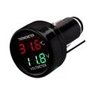 Voltímetro Digital Automotivo 12V 24V Com Termômetro E Conector Para Acendedor De Cigarros - Monitor Voltímetro Digital Automotivo 12V 24V Com Termômetro E Conector Para Acendedor De Cigarros - Monitor