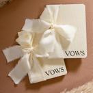 Vow Book Modern Album Designs em relevo em creme com fita (2)