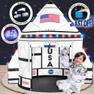 W&O Space Shuttle Explorer com botão Blast Off, 3 brinquedos espaciais e luzes LED - Tenda infantil interna e externa - Tenda para crianças - Rocket Ship Play Tent Playhouse - Tenda dobrável para crianças - Brinquedos espaciais para crianças de 3 a 5 W&O Space Shuttle Explorer com botão Blast Off, 3 brinquedos espaciais e luzes LED - Tenda infantil interna e externa - Tenda para crianças - Rocket Ship Play Tent Playhouse - Tenda dobrável para crianças - Brinquedos espaciais para crianças de 3 a 5
