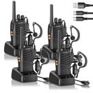 Walkie Talkie JUCJET H888S 2W, 5 milhas de alcance com fones de ouvido, pacote com 4
