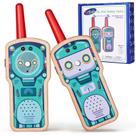 Walkie Talkie Letoiz Robô de Madeira 2 Unidades Alcance de 300m