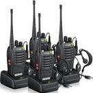 Walkie-talkies eSynic Kit com 4 Unidades, Alcance de 5 km, 16 Canais, VOX Walkie-talkies eSynic Kit com 4 Unidades, Alcance de 5 km, 16 Canais, VOX