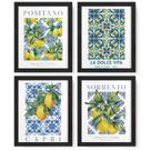 Wall Art Decor JXREQ Blue Chinoiserie Lemon Italy, conjunto de 4