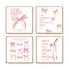 Wall Art Decor LARTSFRO Coquette Pink Bow 25x25cm Conjunto de 4