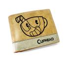 Wallet Cupheads, bolsa de moedas de anime, couro, dupla, carteira curta