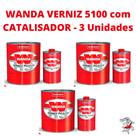 Wanda Kit Verniz 5100 PU com Catalisador com 3 Unidades