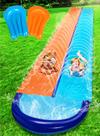 Water Slide Sloosh de 9,9 m duplo com aspersor e 2 pranchas infláveis