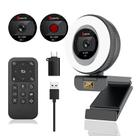 Webcam Angetube 2K Streaming com anel de luz, controle remoto e capa Webcam Angetube 2K Streaming com anel de luz, controle remoto e capa
