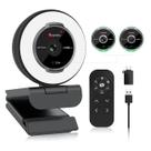 Webcam Angetube 862Pro 1080P 60FPS com anel de luz e controle remoto