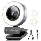 Webcam PixelForge 2K com microfone, luz e capa de privacidade