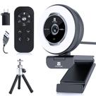 Webcam VITADE com zoom 1080P 60FPS com anel de luz e tripé
