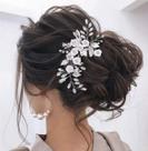 Wedding Hair Vine Latious Silver Flower Bride Strass