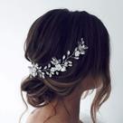 Wedding Hair Vine Unicra Bride Flower Pearls Crystal Silver