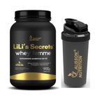 Whey femme concentrado Morango + Colágeno Hidrolisado 900g + Coqueteleira - Lilis Secret