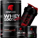 Whey Protein 100%,Creatina,pré-treino Limão,Shaker - ESPARTANOS