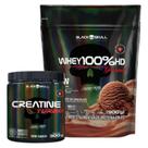 Whey Protein 100 HD Refil Black Skull Isolado Hidrolisado Concentrado E Creatine Black Skull Creatina TURBO Monohidratada Pura 300g