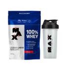 Whey Protein Concentrado Morango 900g Mix + Coqueteleira 700ml Max Titanium