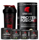Whey Protein Fusion + Bcaa + Crea + Gluta + Colágeno + Copo - Espartanos