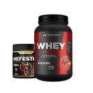 Whey protein morango 900g + pré treino hefestus limonada