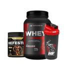 Whey protein morango 900g + pré treino limonada + coq