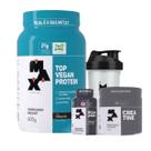 Whey Protein Top Vegan Chocolate 600g Mix + Creatina Bcaa + Coqueteleira 700ml Max Titanium
