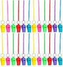 Whistle Bottles N Bags para crianças com cordão, 6 cores variadas x24