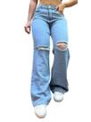 Wide leg Rasgada Perna Larga
