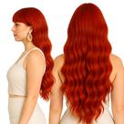Wig Orgânica Premium Ondulada com Franja Vermelha Natural Peruca