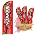 Wind Banner Dupla Face 3mt Completo Açougue Kit C/ 3unds