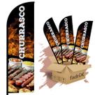 Wind Banner Dupla Face 3mt Completo Churrasco Kit C/ 3unds