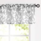 Window Valance Treatmentex Grey Leaf Print 52x15 em 1 painel