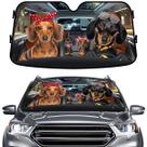 Windshield Sun Shade GENANY Cute Dachshund Dog Family