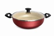 Wok 28 Frigideira Grande Paella Caçarola Teflon Antiaderente Cor Preto