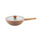 Wok Antiaderente Norma Em Aluminio Rev Cerâmico Com Tampa De Vidro 3,7l D28cm Fendi Mocha Wok Antiaderente Norma Em Aluminio Rev Cerâmico Com Tampa De Vidro 3,7l D28cm Fendi Mocha