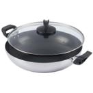 Wok Antiaderente Tampa De Vidro 28cm 3L Polido Nacional