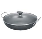 Wok com alças e tampa de vidro top quality 30 antiaderente cinza Alegrete Wok com alças e tampa de vidro top quality 30 antiaderente cinza Alegrete