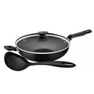 Wok Com Cabo Loreto Alumínio Antiaderente 3,3l Grafite Com Espumadeira Tramontina Wok Com Cabo Loreto Alumínio Antiaderente 3,3l Grafite Com Espumadeira Tramontina