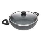 Wok de Indução com Tampa de Vidro 28cm Granilite Cinza Wolff