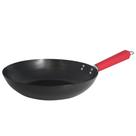Wok IMUSA PAN-10046 30 cm de Acero al Carbono Antiadherente con Mango Rojo