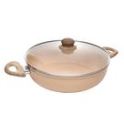 Wok Indução com Tampa 28cm Revestimento Cerâmico Bege Lyor