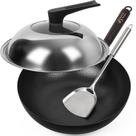 Wok Souped Up Recipes, aço carbono, 34 cm com tampa, espátula