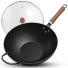 WokTodlabe de acero al carbono de 33 cm antiadherente con tapa de vidrio