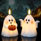 Wondise Halloween Flameless Candles Ghost 9 x 13 cm, pacote com 2 Wondise Halloween Flameless Candles Ghost 9 x 13 cm, pacote com 2
